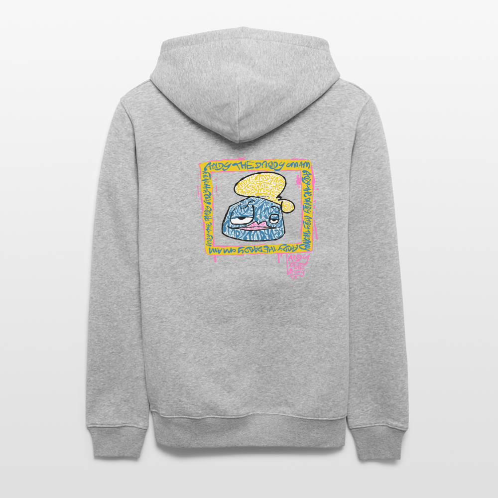 Tag fill in Andy. Uniseks bio-hoodie. - grijs gemêleerd