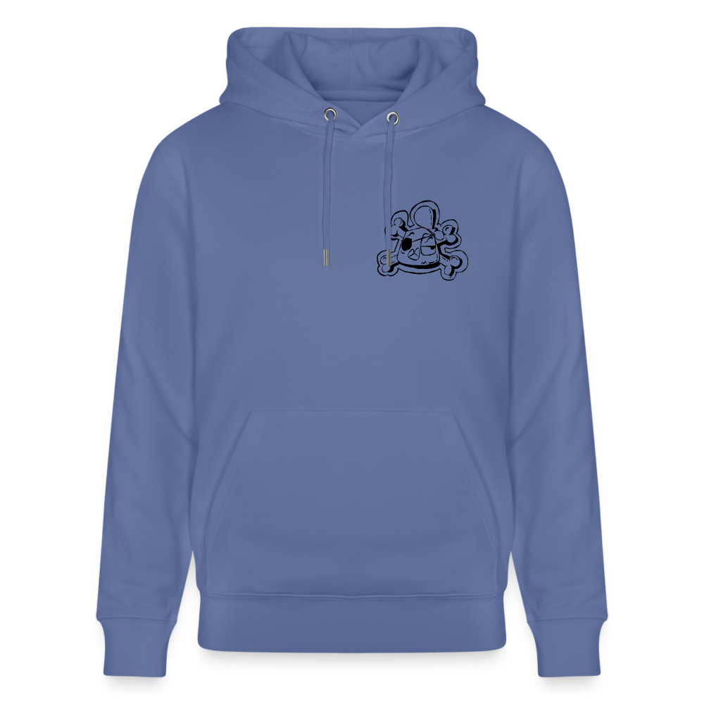 Pirate Andy. Uniseks bio-hoodie. Front & back - blauw