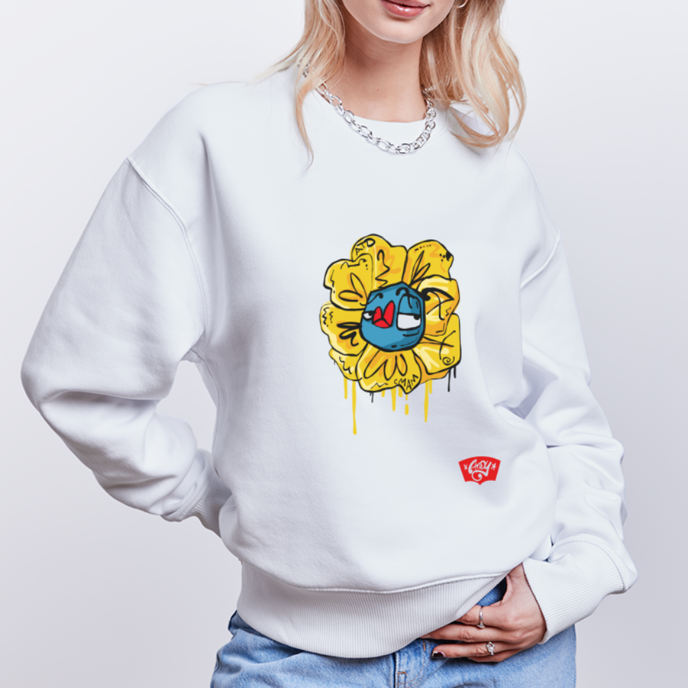 Flower shower. Uniseks oversize bio-sweater. - wit