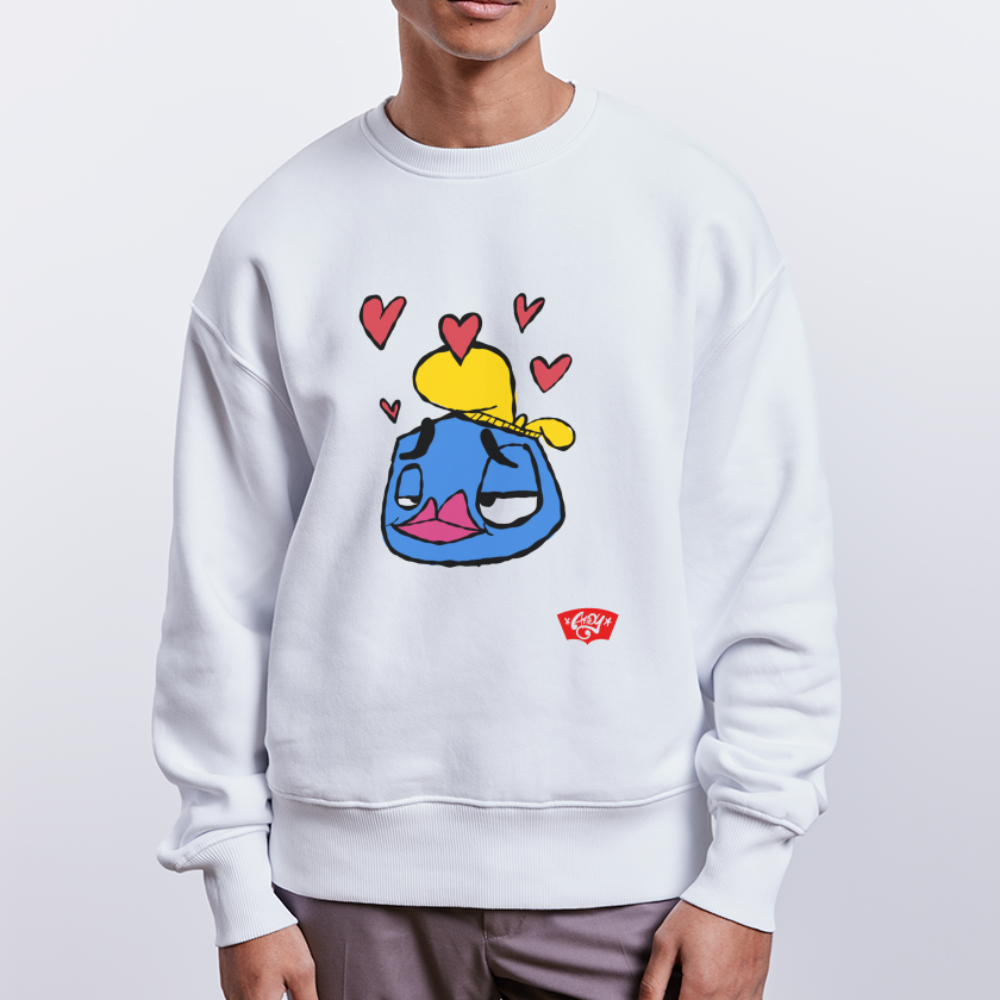 Andy in love. Uniseks oversize bio-sweater - wit