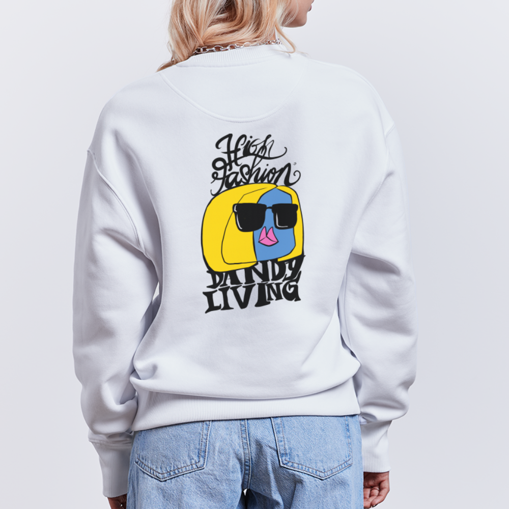 High Fashion. Dandy living. Candy. Uniseks oversize bio-sweater - wit