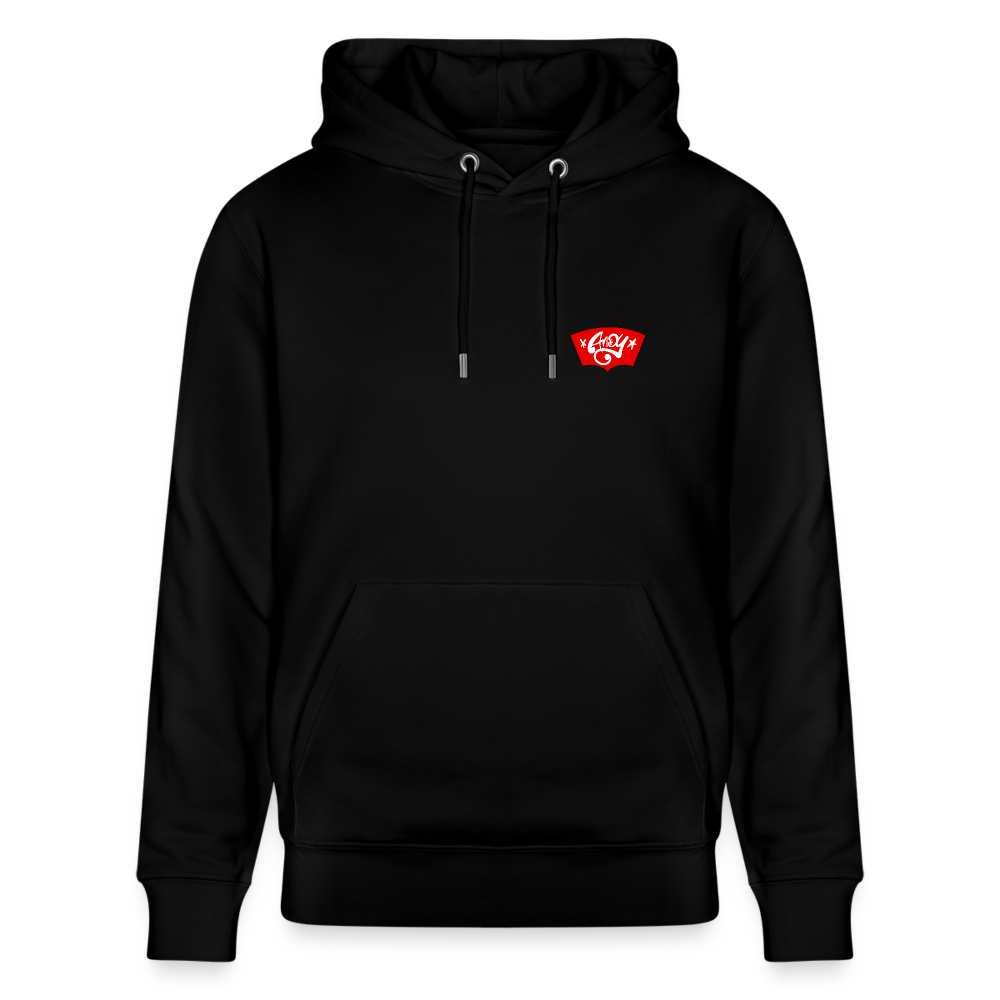 Love symbol Andy. Backside. Uniseks bio-hoodie - zwart