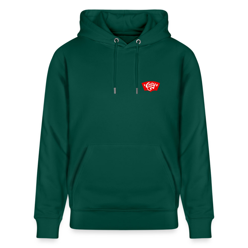 Love symbol Andy. Backside. Uniseks bio-hoodie - forest