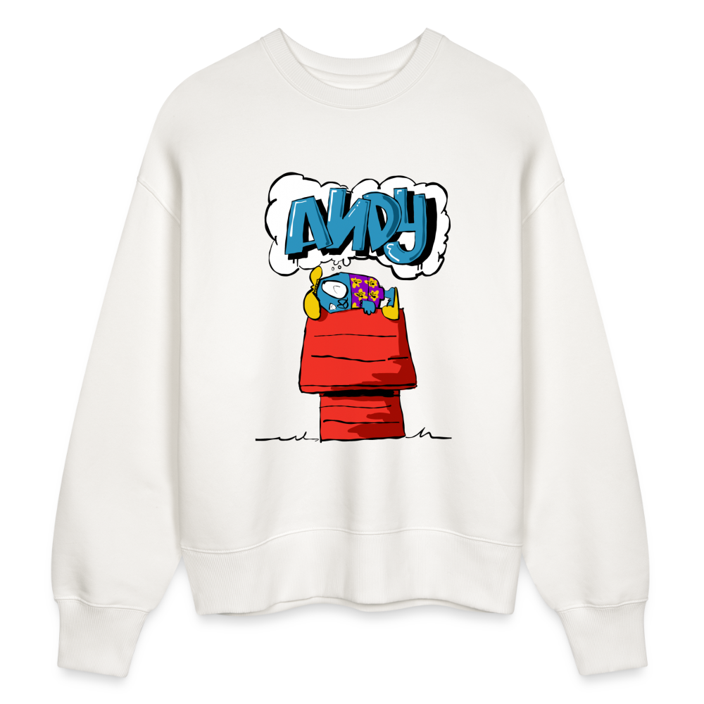 Doghouse dreaming of graffiti. Uniseks oversize bio-sweater - OFF WHITE