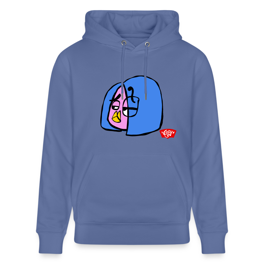 Questionmark Candy the Dandy. Uniseks bio-hoodie - blauw