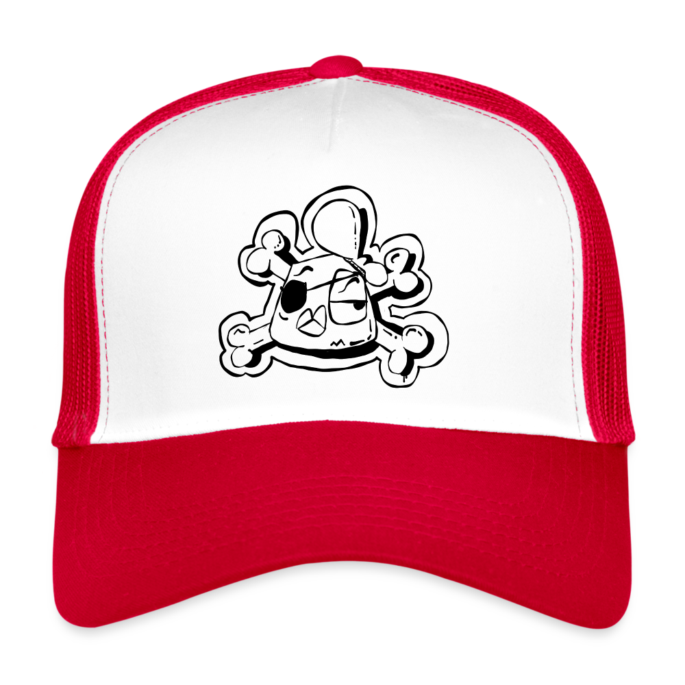 Pirate club Andy the Dandy. Trucker Cap - wit/rood