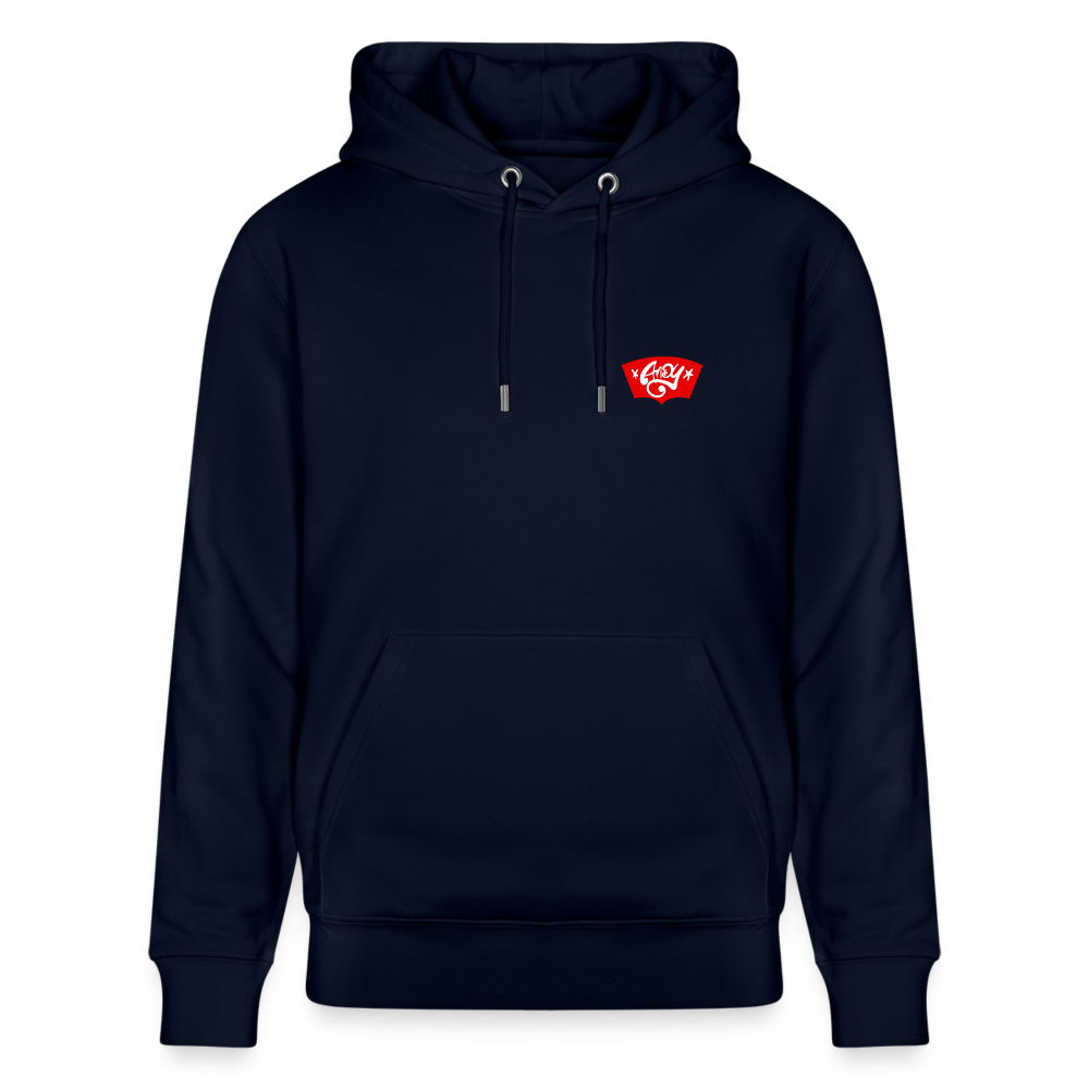 Love symbol Andy. Backside. Uniseks bio-hoodie - marine