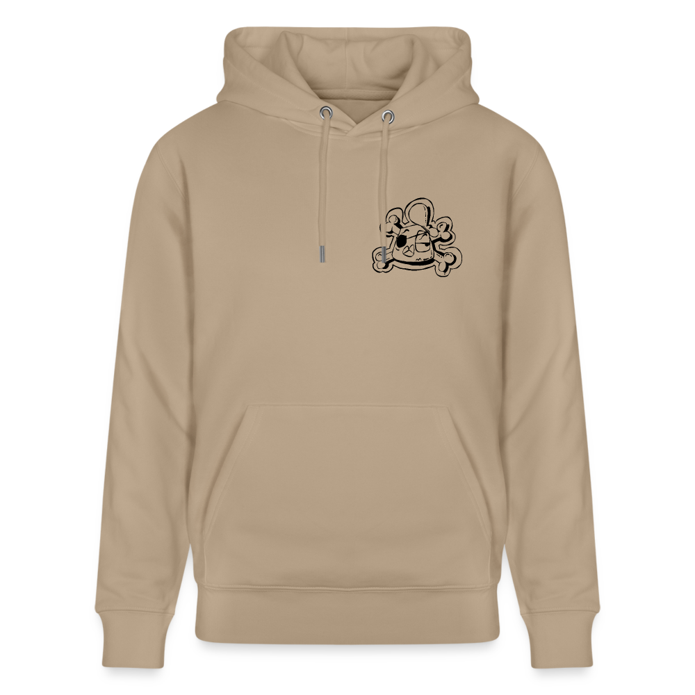 Pirate Andy. Uniseks bio-hoodie. Front & back - beige