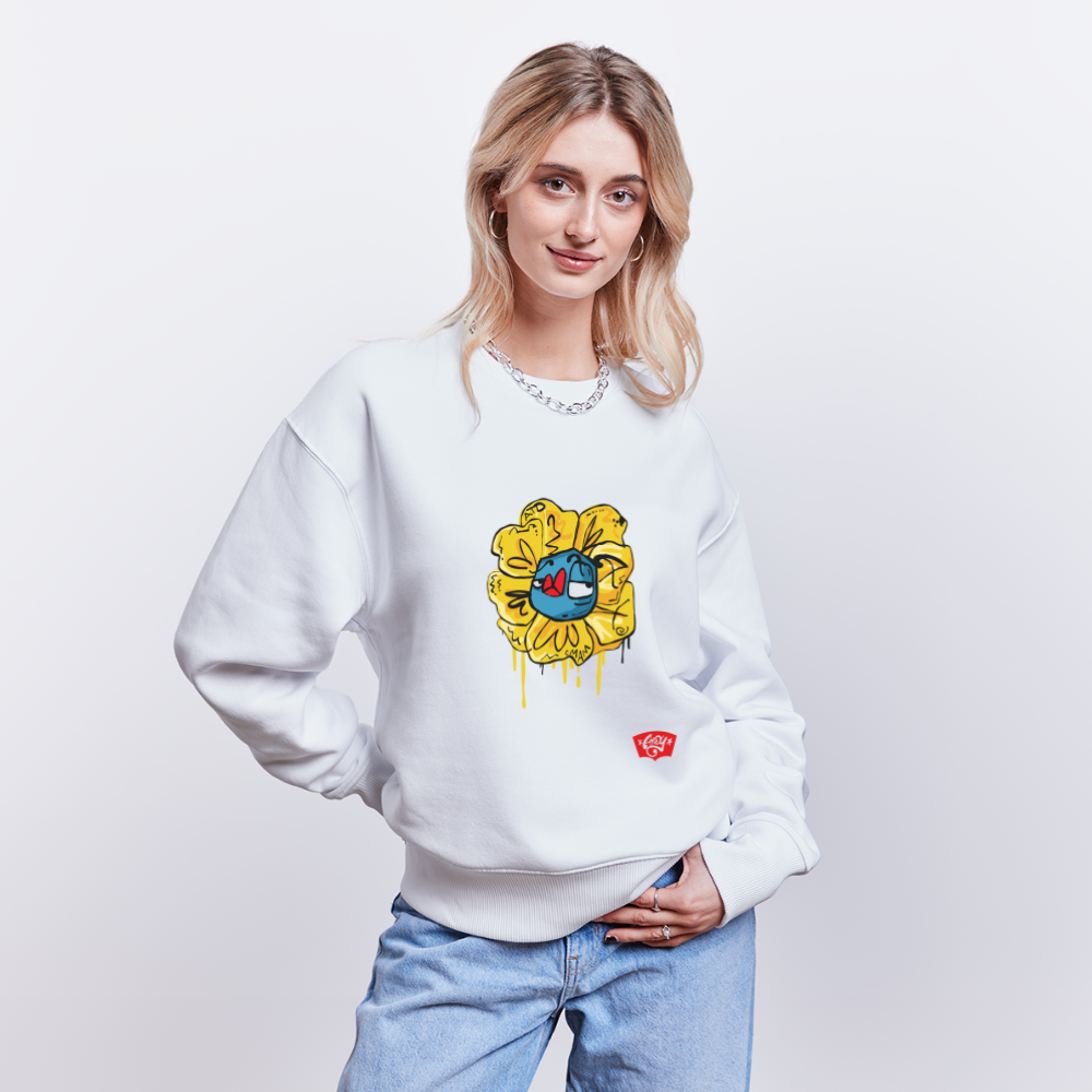 Flower shower. Uniseks oversize bio-sweater. - wit