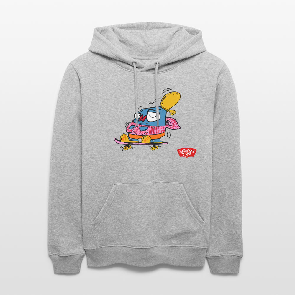 Skating with an attitude. Uniseks bio-hoodie. - grijs gemêleerd