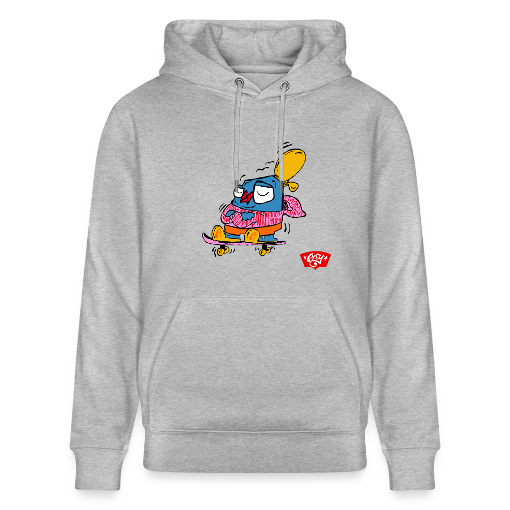 Skating with an attitude. Uniseks bio-hoodie. - grijs gemêleerd