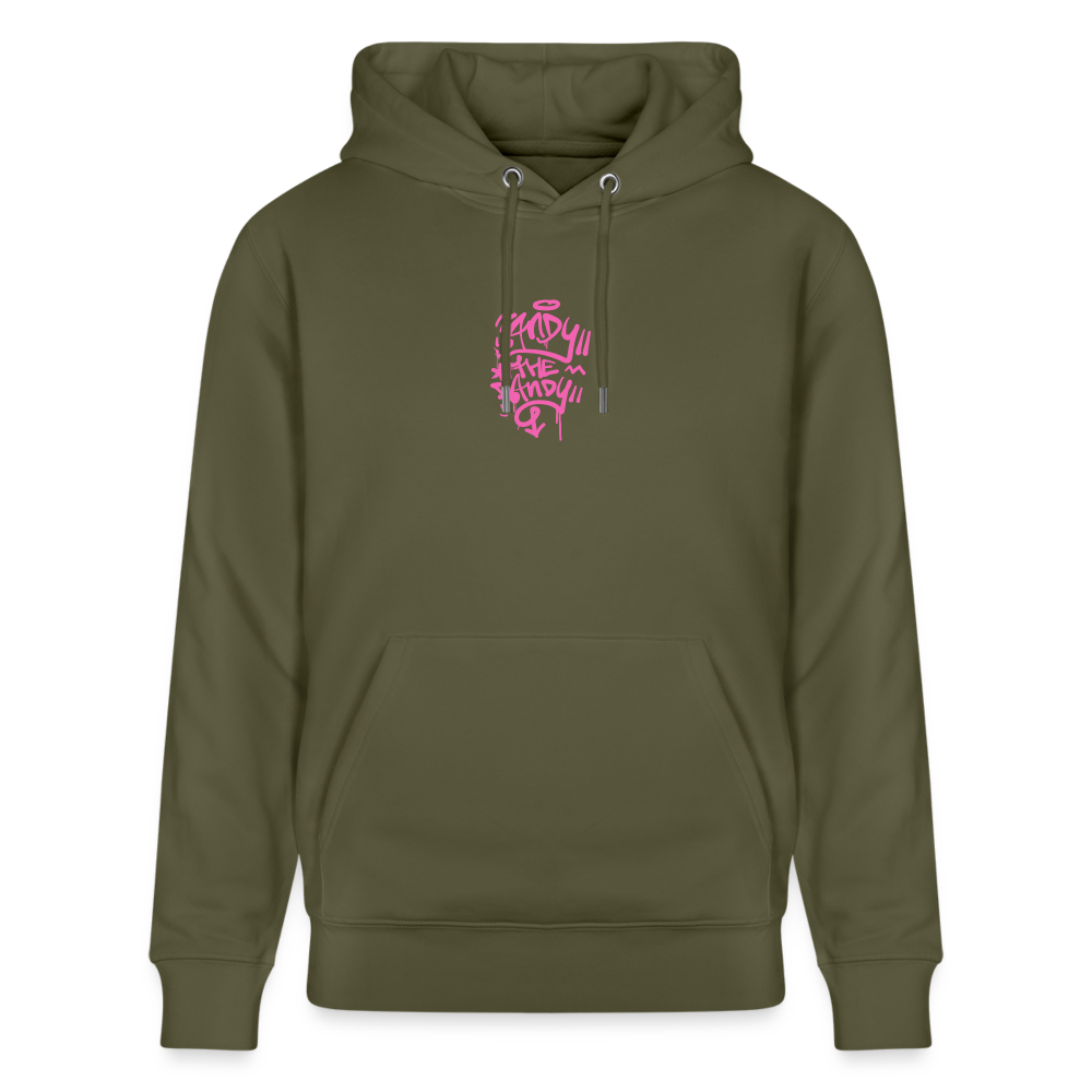 Tag fill in Andy. Uniseks bio-hoodie. - kakigroen