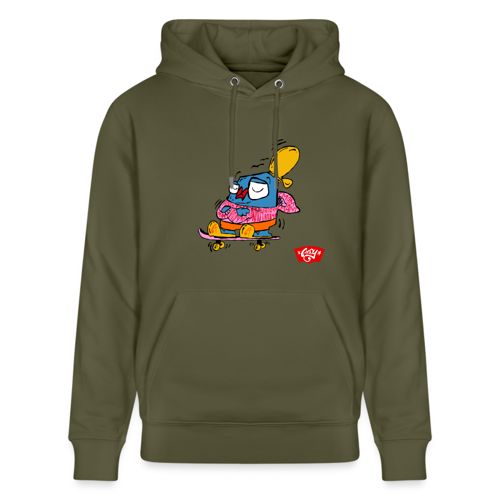 Skating with an attitude. Uniseks bio-hoodie. - kakigroen