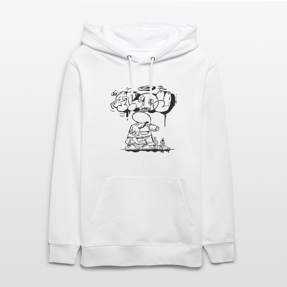 Spraypaint Throw up Andy. Uniseks bio-hoodie. - wit