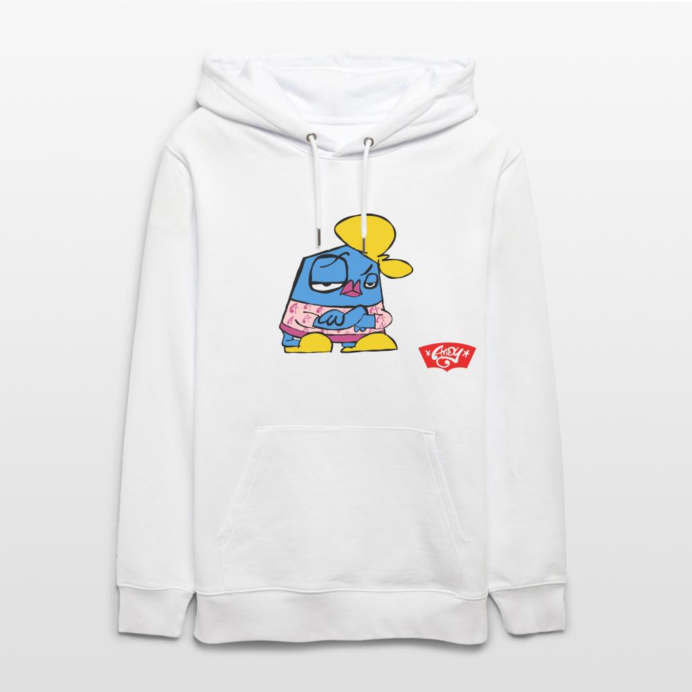 Arms crossed Andy. Uniseks bio-hoodie - wit