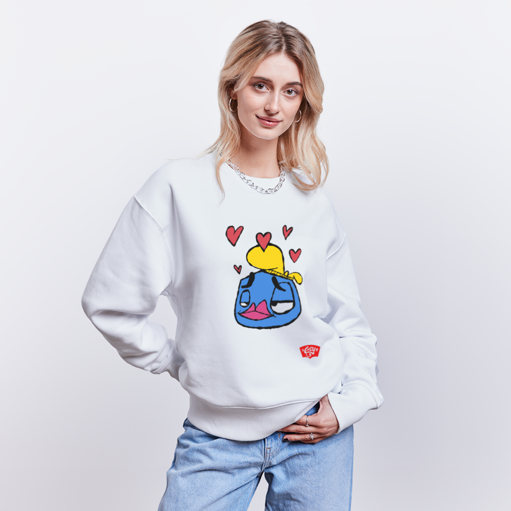 Andy in love. Uniseks oversize bio-sweater - wit