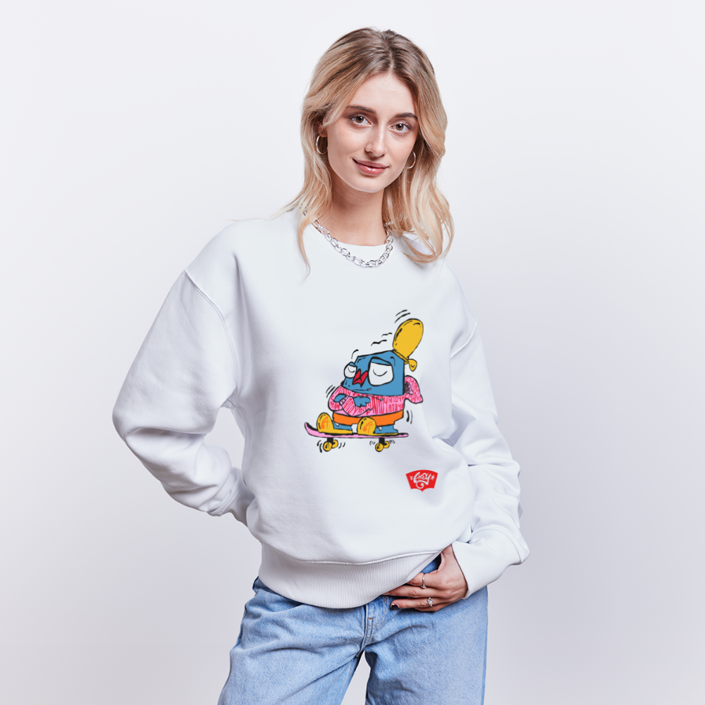 Skating with an attitude. Uniseks oversize bio-sweater - wit