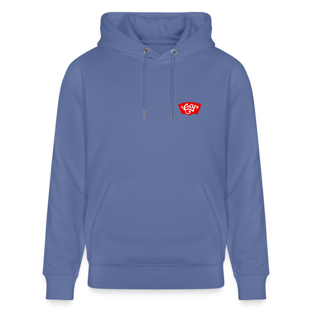 Love symbol Andy. Backside. Uniseks bio-hoodie - blauw