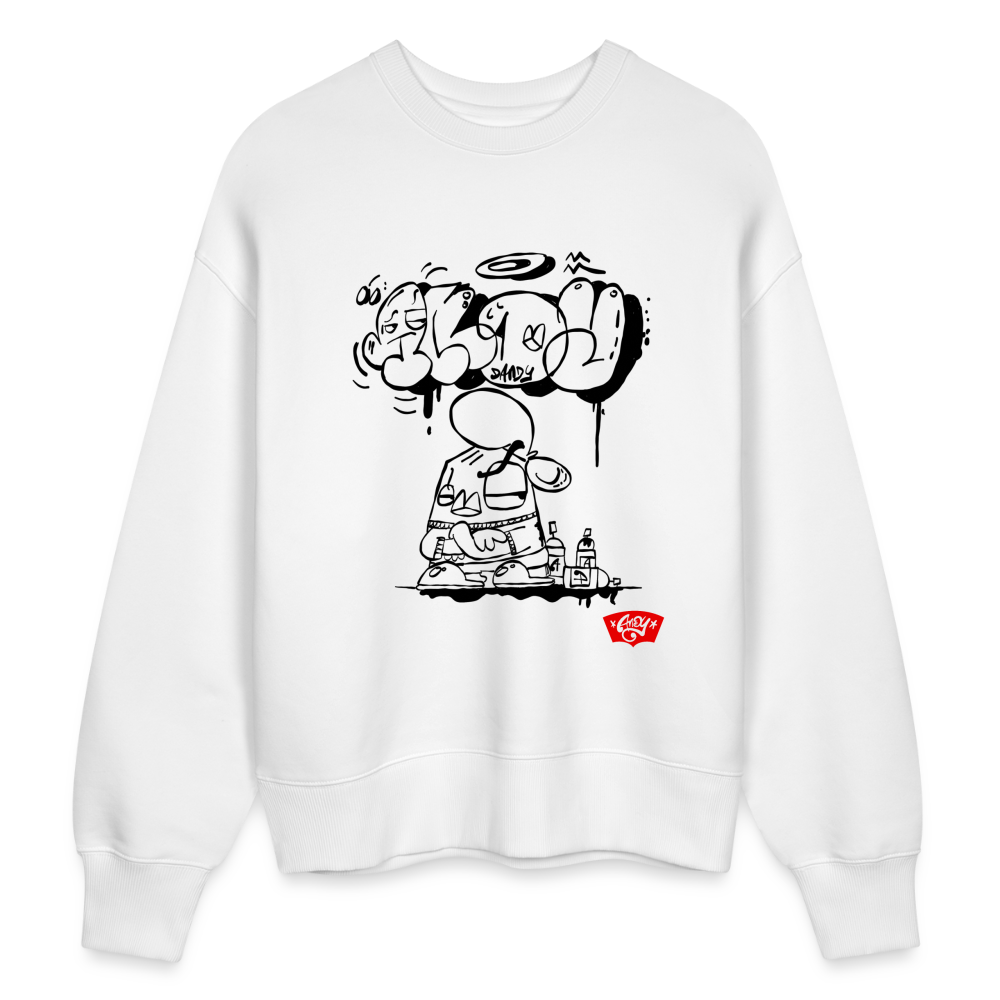 Spraypaint, throw up. Andy. Uniseks oversize bio-sweater - wit