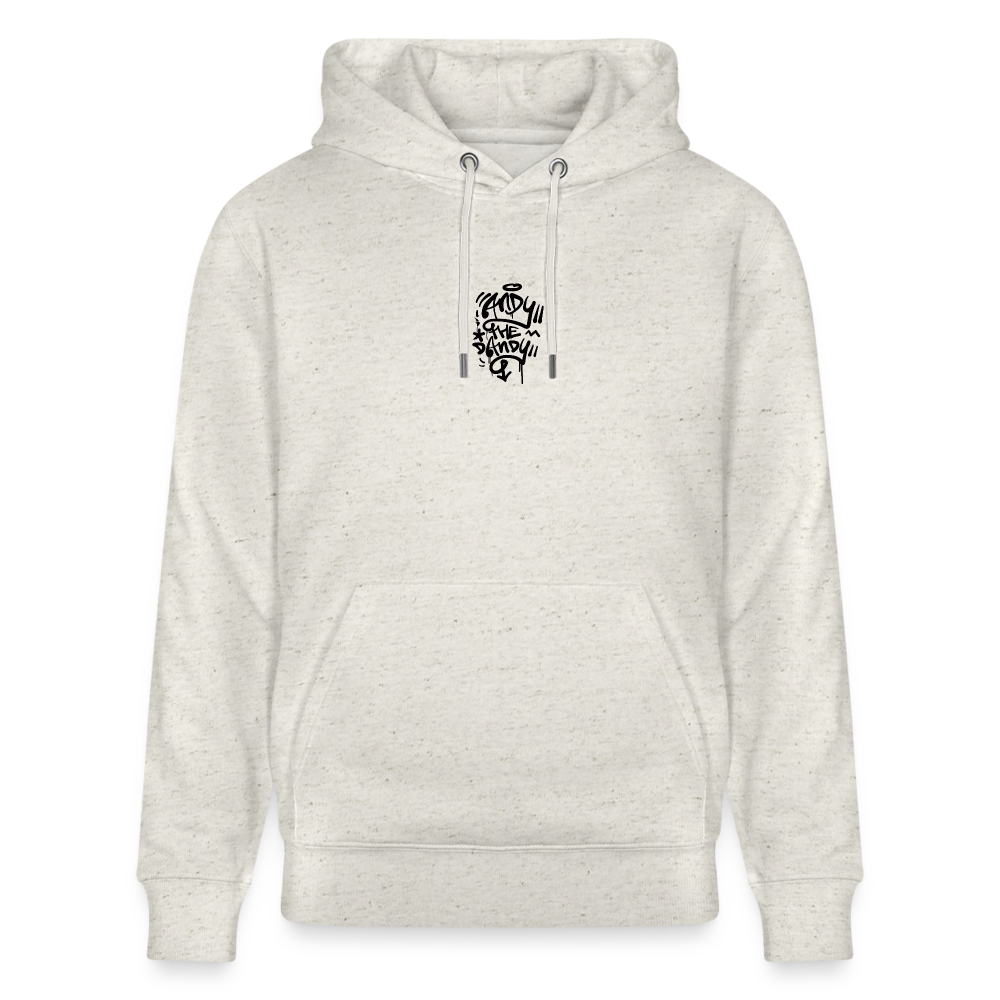 Knock out Andy. Back. Uniseks bio-hoodie - beige gemêleerd