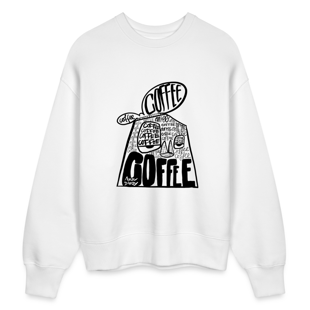 Coffee on my mind. Andy. Uniseks oversize bio-sweater. - wit