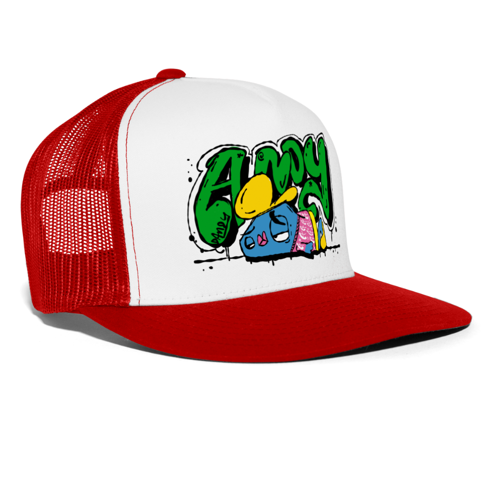 Flushed. Andy. Trucker Cap - wit/rood