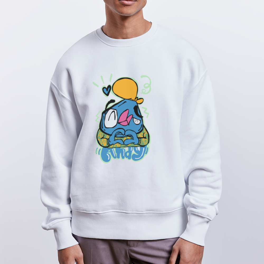 Love Symbol Andy. Uniseks oversize bio-sweater. - wit