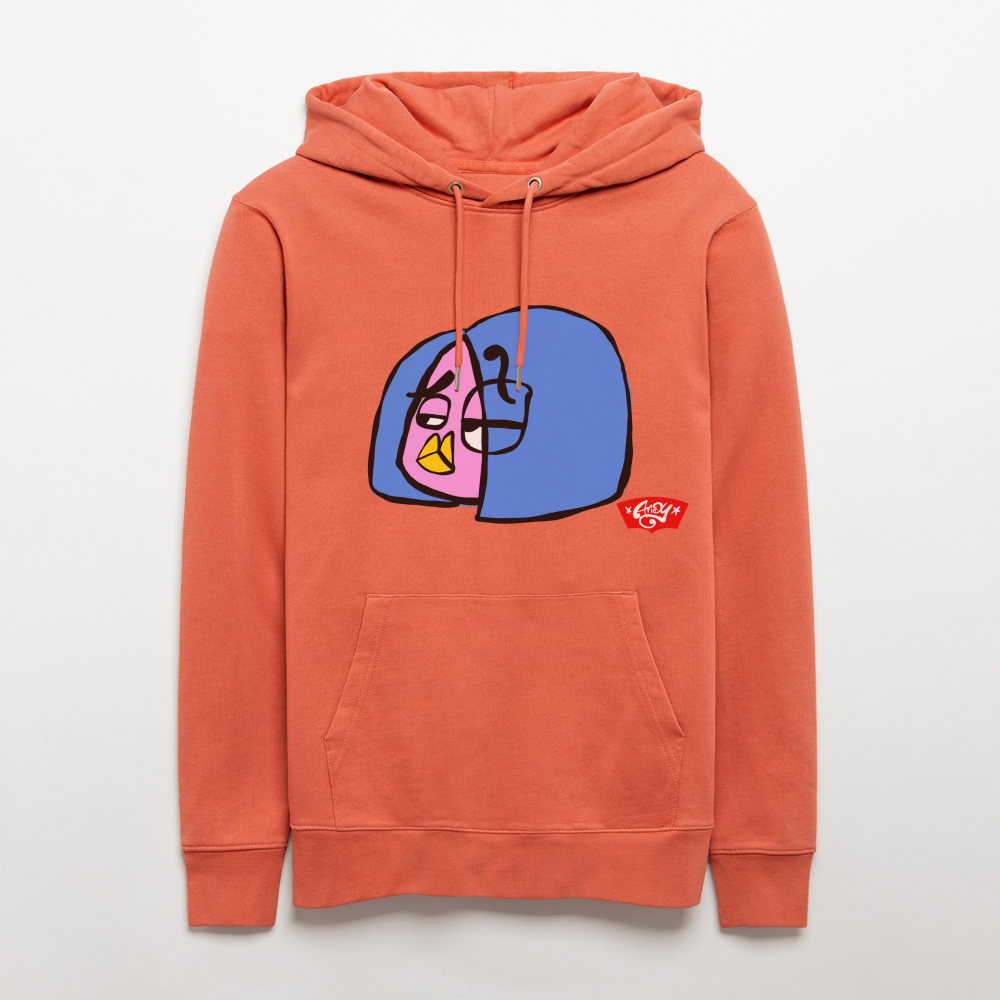 Questionmark Candy the Dandy. Uniseks bio-hoodie - lichtrood