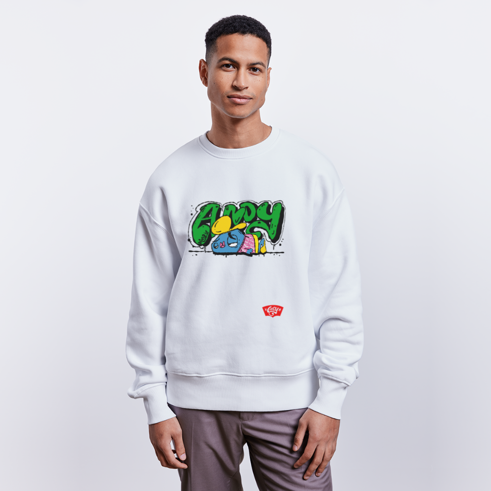 Flushed... Andy the Dandy. Uniseks oversize bio-sweater - wit