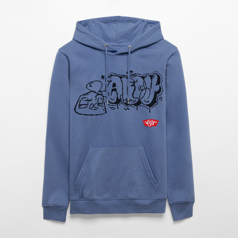 Heads up and throw up. Uniseks bio-hoodie - blauw