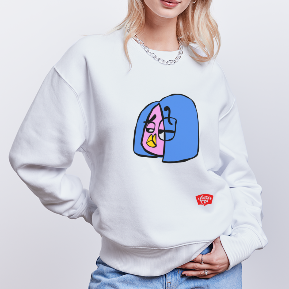 Questionmark Candy. Uniseks oversize bio-sweater. - wit