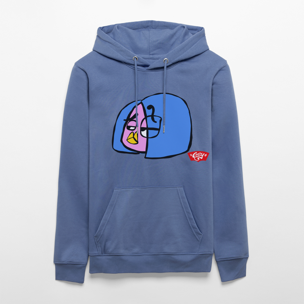 Questionmark Candy the Dandy. Uniseks bio-hoodie - blauw