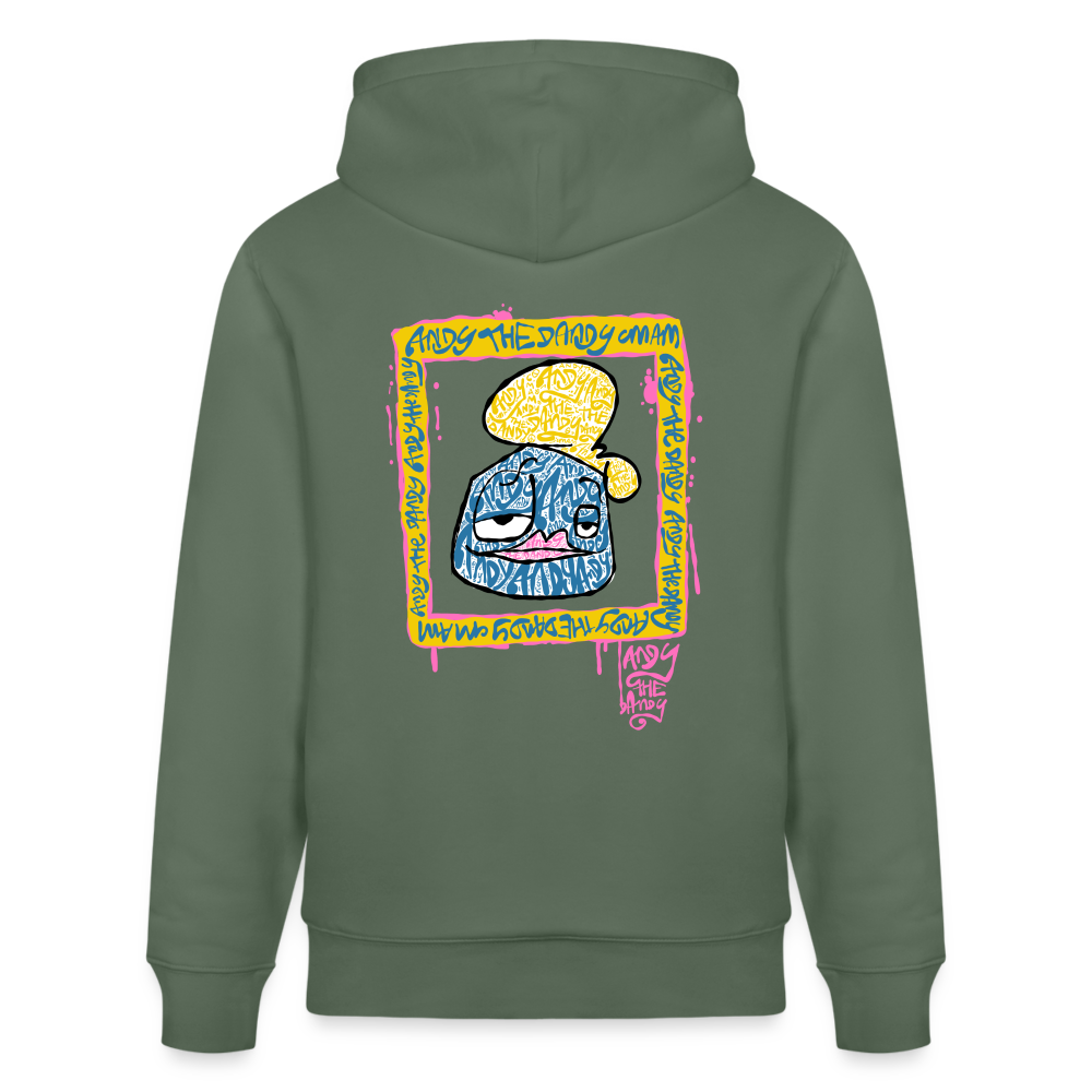 Tag fill in Andy. Uniseks bio-hoodie. - dennengroen