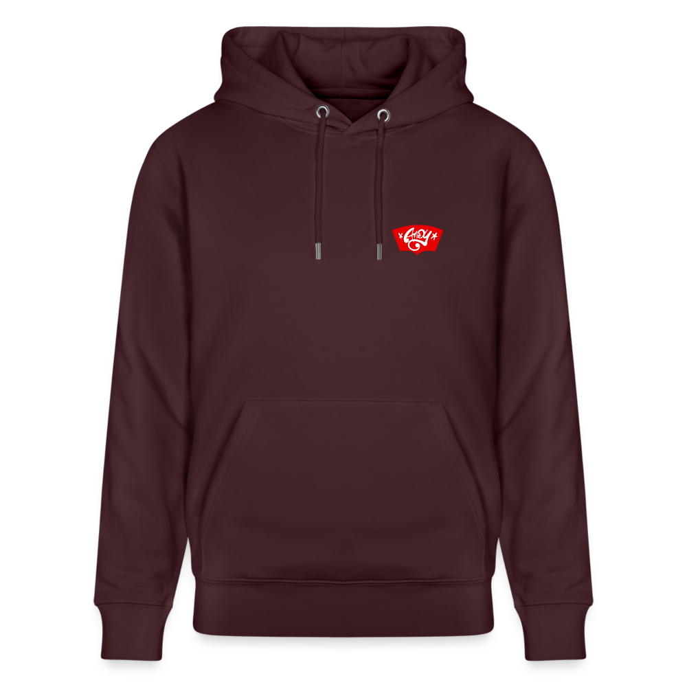 Love symbol Andy. Backside. Uniseks bio-hoodie - maroon