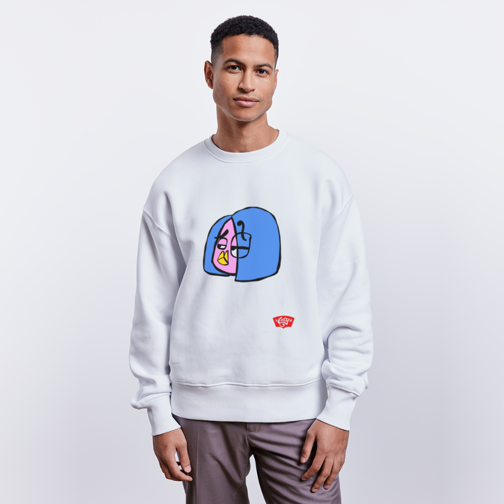 Questionmark Candy. Uniseks oversize bio-sweater. - wit