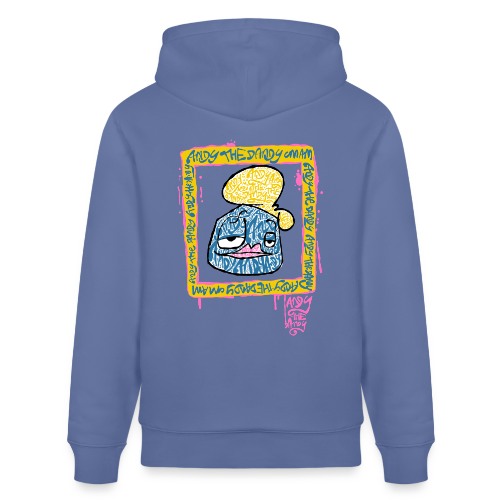 Tag fill in Andy. Uniseks bio-hoodie. - blauw