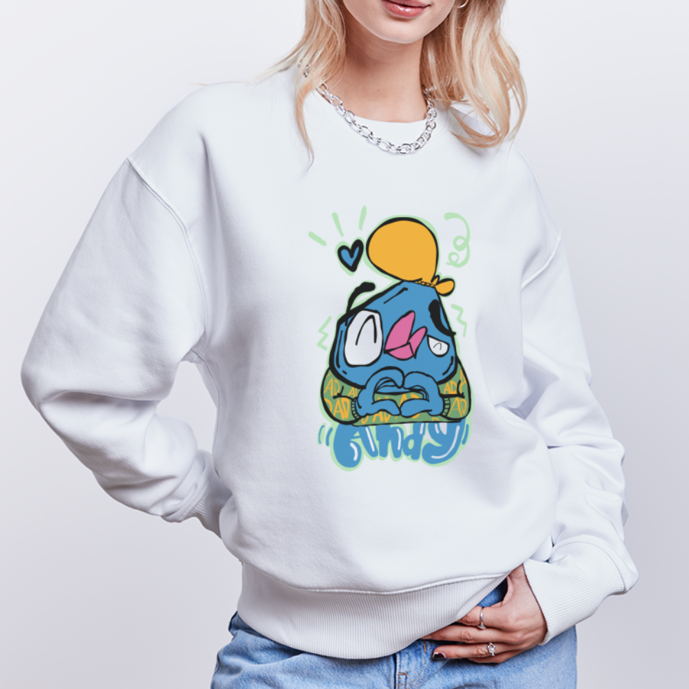 Love Symbol Andy. Uniseks oversize bio-sweater. - wit