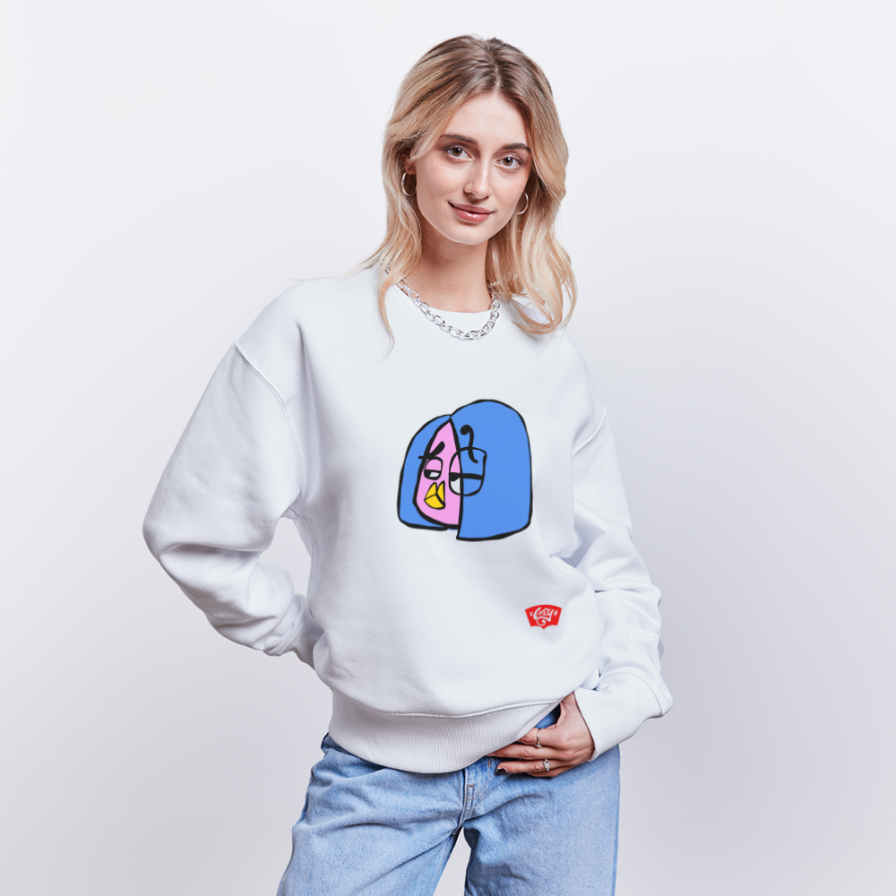 Questionmark Candy. Uniseks oversize bio-sweater. - wit