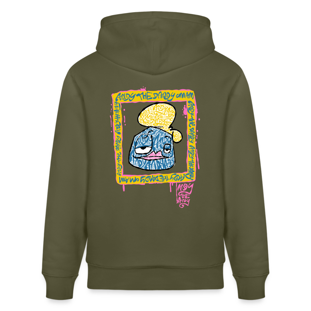 Tag fill in Andy. Uniseks bio-hoodie. - kakigroen