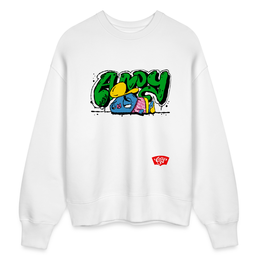 Flushed... Andy the Dandy. Uniseks oversize bio-sweater - wit