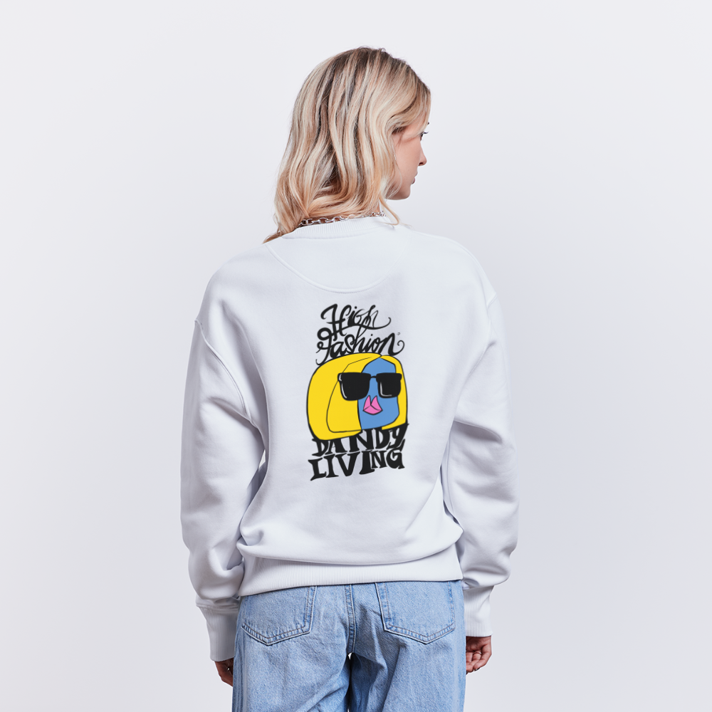 High Fashion. Dandy living. Candy. Uniseks oversize bio-sweater - wit