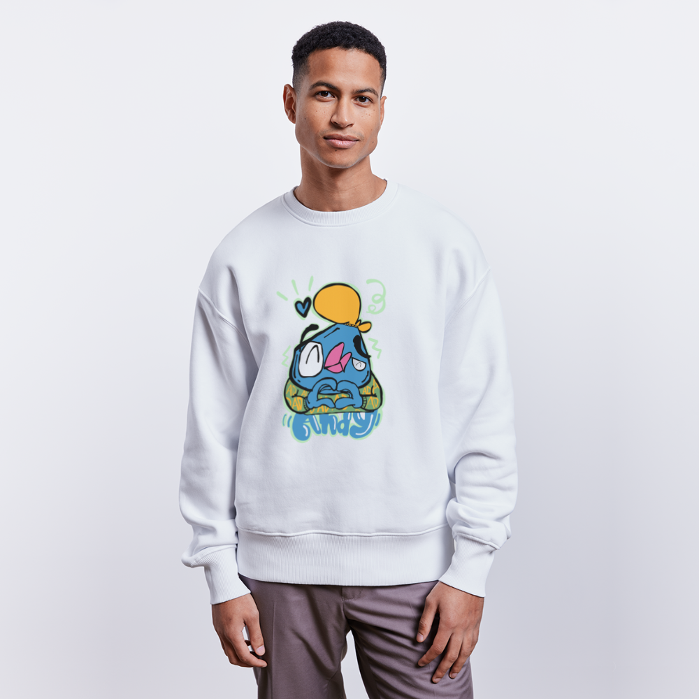 Love Symbol Andy. Uniseks oversize bio-sweater. - wit