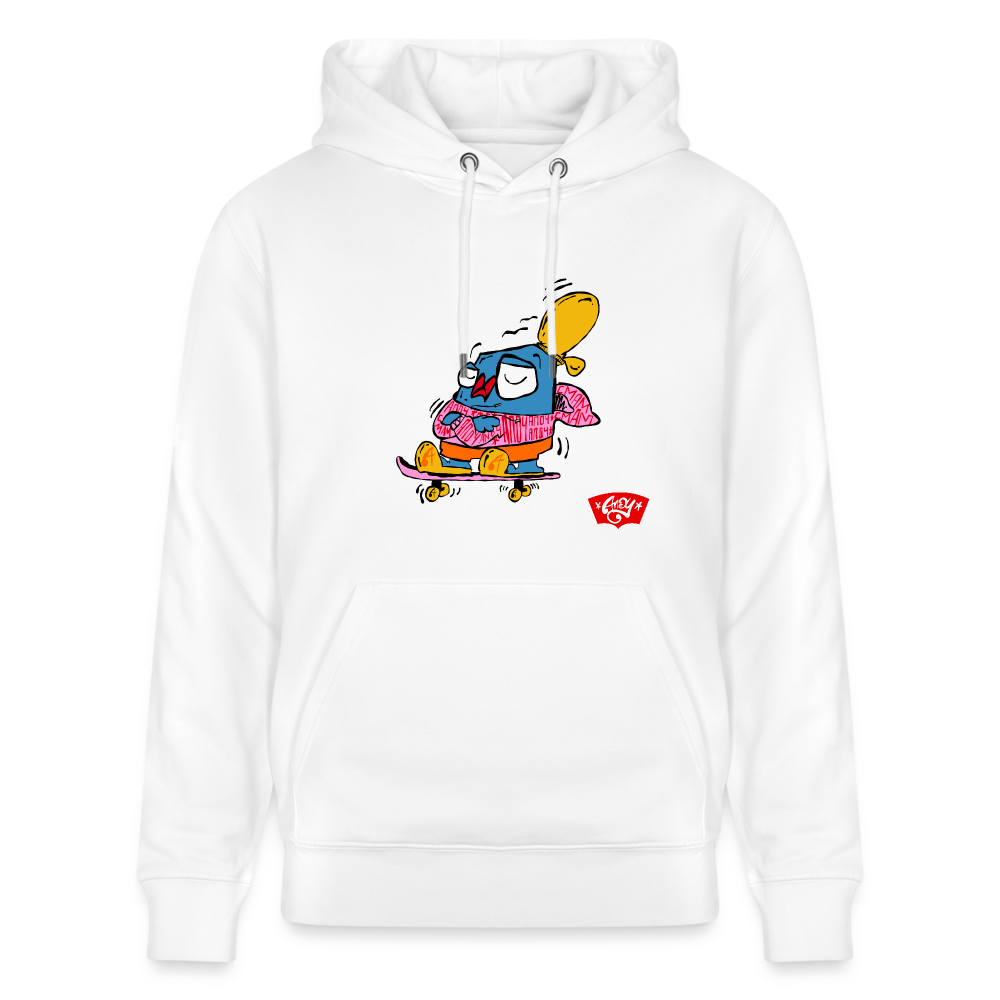 Skating with an attitude. Uniseks bio-hoodie. - wit