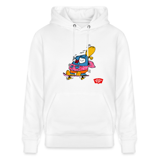 Skating with an attitude. Uniseks bio-hoodie. - wit