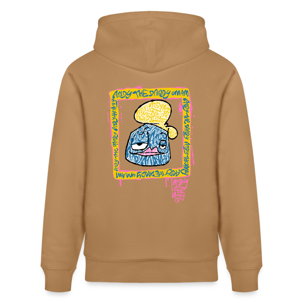 Tag fill in Andy. Uniseks bio-hoodie. - Latte