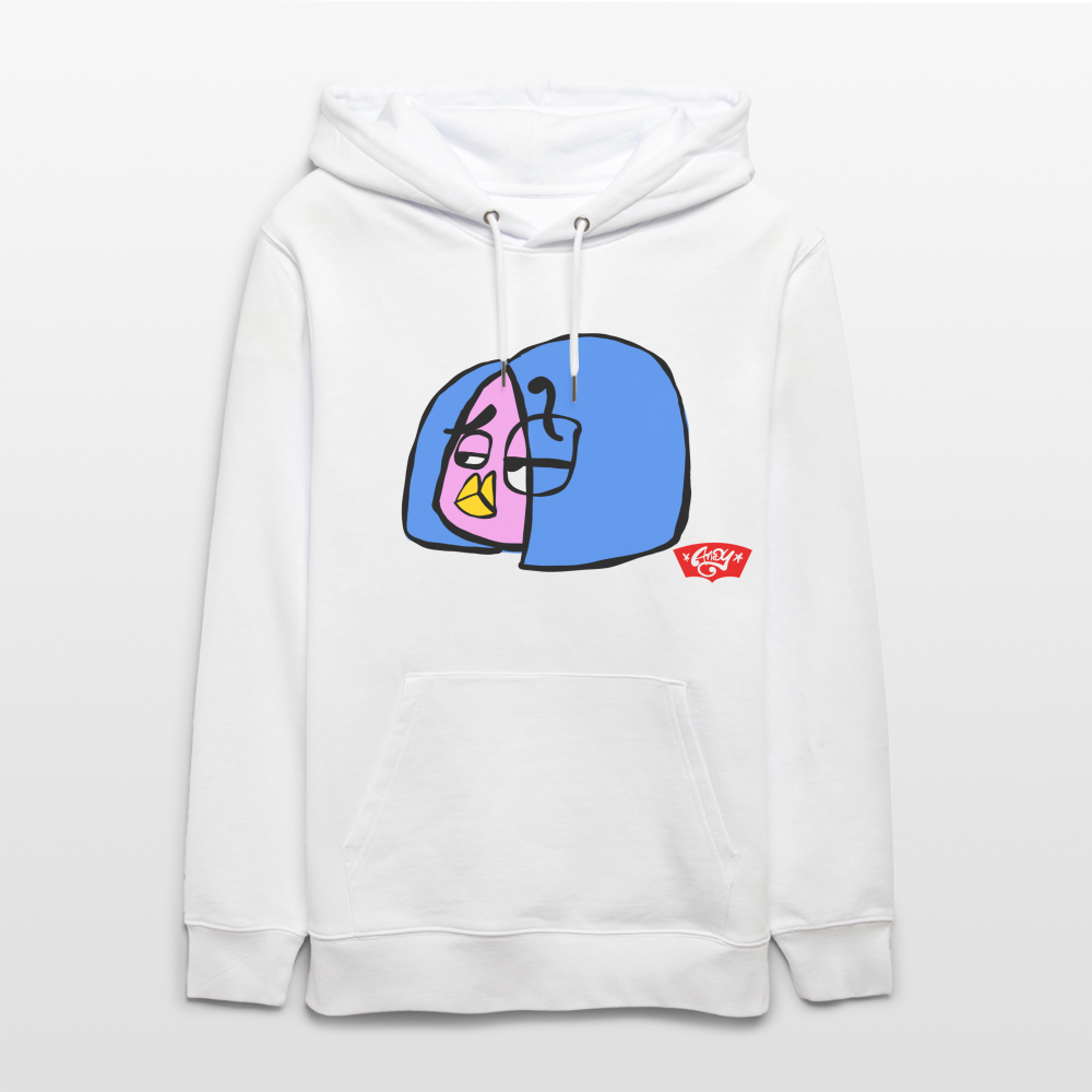 Questionmark Candy the Dandy. Uniseks bio-hoodie - wit