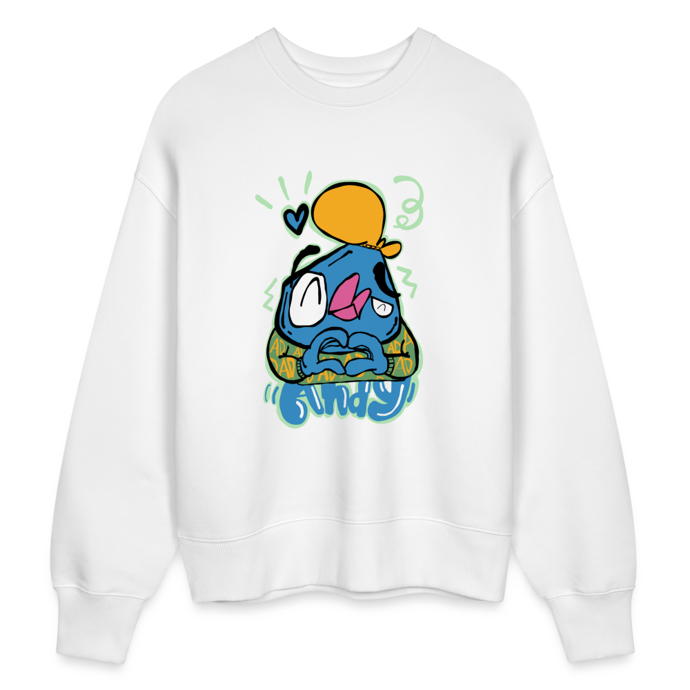 Love Symbol Andy. Uniseks oversize bio-sweater. - wit