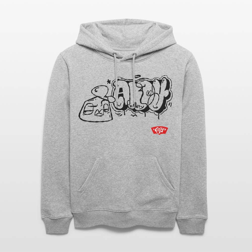 Heads up and throw up. Uniseks bio-hoodie - grijs gemêleerd