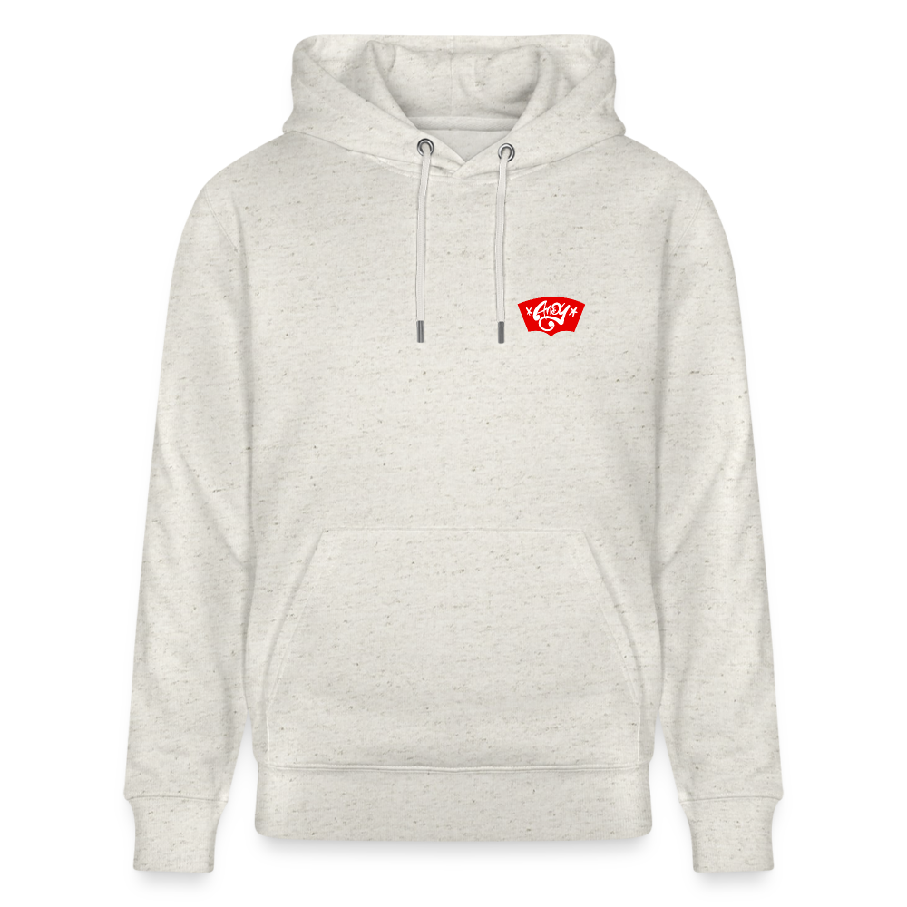 Love symbol Andy. Backside. Uniseks bio-hoodie - beige gemêleerd