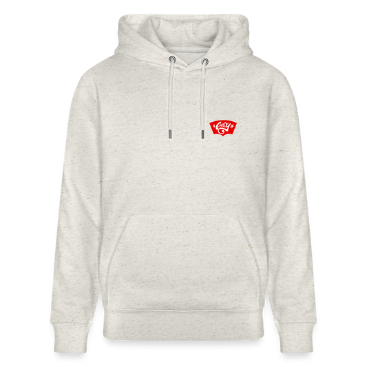 Love symbol Andy. Backside. Uniseks bio-hoodie - beige gemêleerd